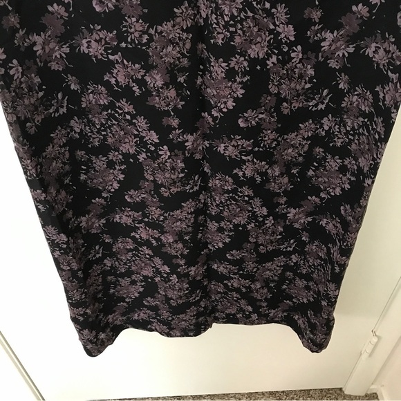 Vintage Talbots black and purple mini floral short sleeve midi dress - Picture 8 of 11